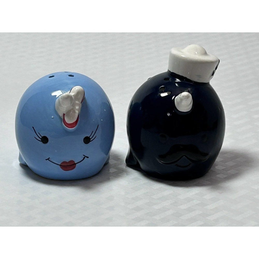Whale Salt & Pepper‎ Shaker 2PC Set Novelty Set Kitchen Nautical Beach Decor